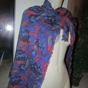 PURPLE RED ORANGE PAISLEY PRINT SCARF SHAWL